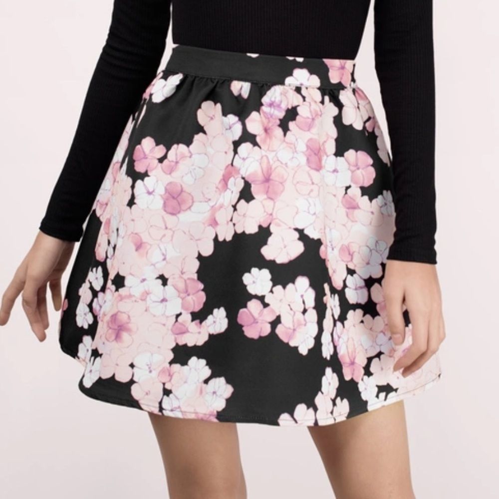 TOBI 🌸 SWEET ENDINGS BLACK MULTI FLORAL SKATER Circle SKIRT CHERRY BLOSSOM
